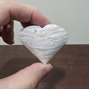 White Lace Agate Crystal Heart #C